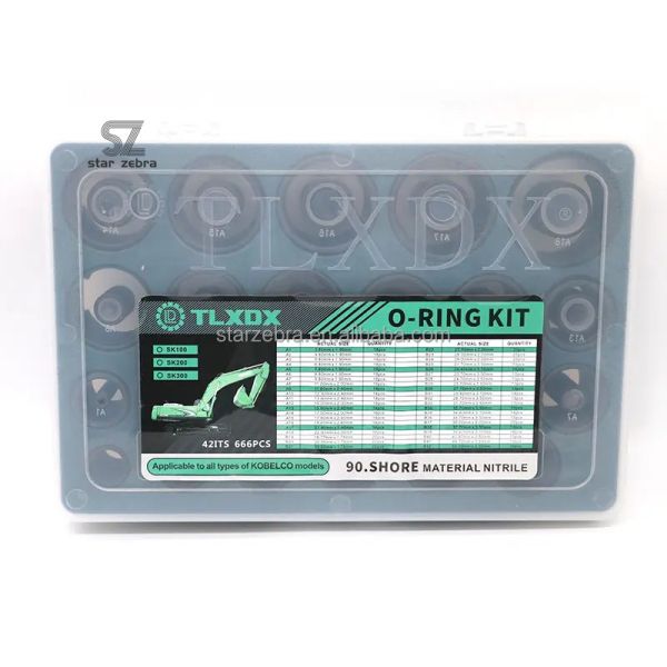 42ITS 90.SHORE Material Nitrile O-ring Kit 666PCS for KOBELCO Models at Machinery Repair Shops