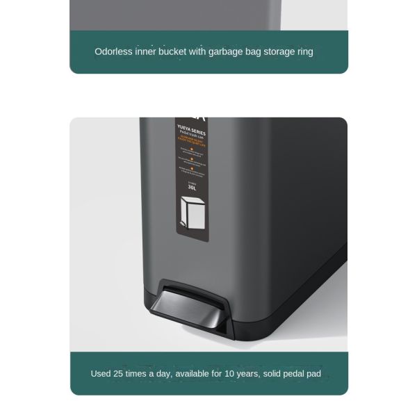 Manufacturer Living Room Household Large-capacity Kitchen Bathroom Crimped Deodorant Pedal Stainless Steel Trash Can with Lid