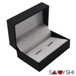Black Leatherette Gifts Packing Boxes Cufflink Boxes Packaging With Elastic
