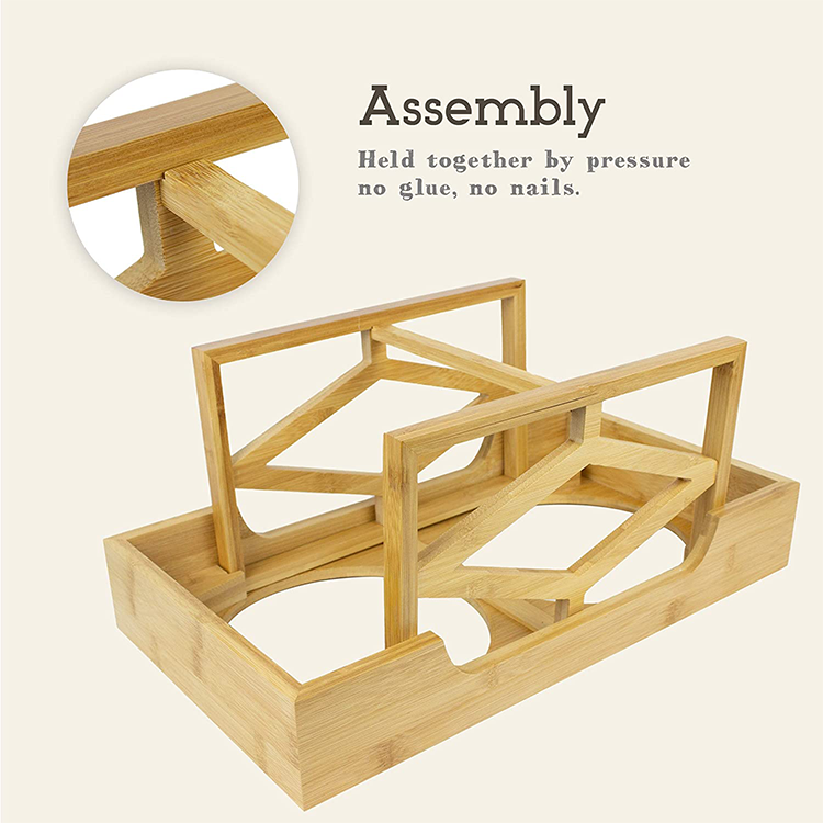 Adjustable Raised Bamboo Pet Feeder 100% Solid Bamboo Stand Dog Bowl