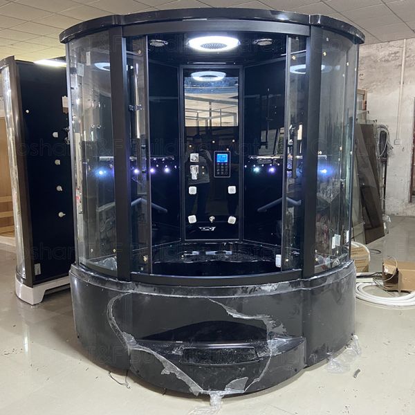 Buy Bathroom Aluminum Frame Tempered Glass Black Steam Shower Enclosure Room at wholesale prices