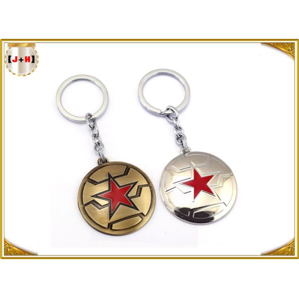 Brass Plated Metal Key Ring , Customised Key Chains With Free Laser Engraved Logo