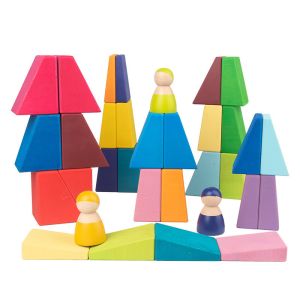 ISO9001 1001 Night Wooden Rainbow Stacker Toy Beech Rome Grimms