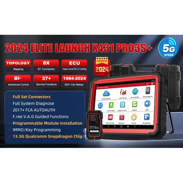 2024 New- LAUNCH X431 PRO3S+ V5.0 10.1'INCH Car Diagnostic Tools CAN FD OBD OBD2 Full System Scanner Topology Map