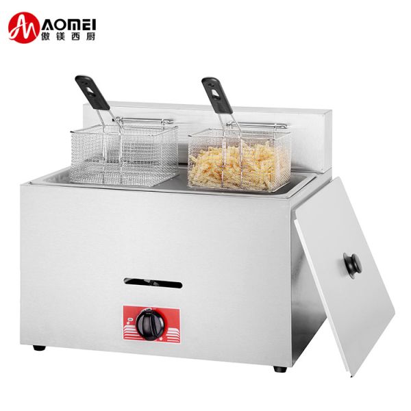 Multi-functional 12L Commercial 1 Tank 2 Basket Table Top Stainless Steel Lpg Gas Fryer