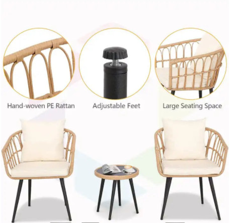 Waterproof Rattan Coffee Table Chair Sets For Garden And Patio Rattan Woven Wicker Outdoor Furniture Set