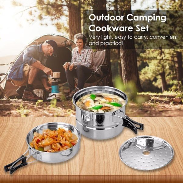 Modern Stainless Steel Outdoor Camping Cookware For Picnic