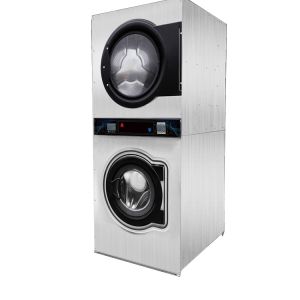 Electric Heating Commercial Coin Operated Stacked Washer And Dryer Machine for