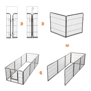 Foldable Black Metal Dog Crate Portable Easy Assemble Thick Frame Smooth Surface