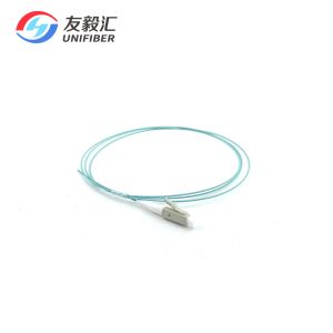 Quality LC/PC OM3 OM4 Multimode Fiber Optic Pigtail 0.9mm Tight Buffer Aqua LSZH 1m for sale