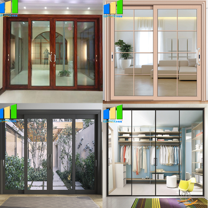 50mm Thickness Sliding Partition Walls Aluminium Glass Sliding Door Soundproof Floor Track Sliding Door