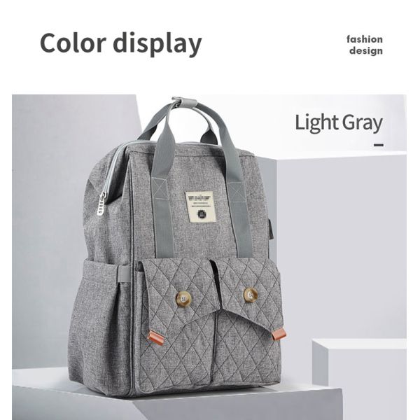 Multifunctional Mommy Diaper Bag Backpack With Trailer Buckle OEM ODM