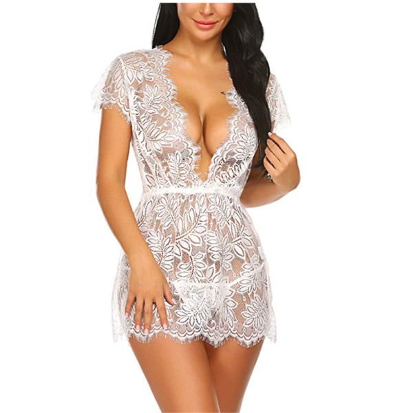 Sexy Cutout Jumpsuit Lace Transparent Black Lingerie Body Suit