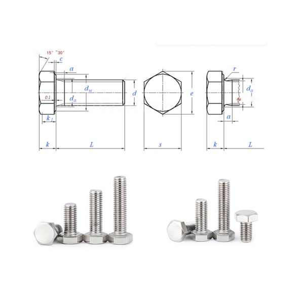 M8 Carbon Steel Hex Bolt Grade 8.8 Hex Cap Screw Bolt For Industrial Machinery