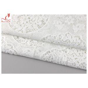 Guipure Embroidered Floral Lace Fabric With Chemical Poly Milk Silk Comfortable