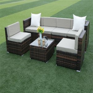 Outdoor Indoor PE Rattan Sofa With Side Sofa , Middle Sofa , Ottoman , Coffee