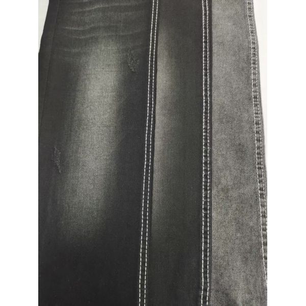 75%Cotton 8.3oz Middle Weight Twill Style BLACK/BLACK Stretch Denim Fabric 12S For Woman Jeans