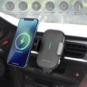 15W Qi Fast Charging Wireless Car Charger Auto Clamping and Intelligent