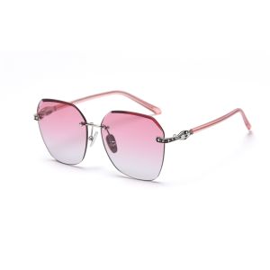 Gradient Shades Rimless Mirror Sunglasses UV 400 Protection Crystal Decoration