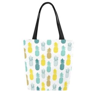 Wholesale white and black plain cotton canvas handles black canvas tote bag