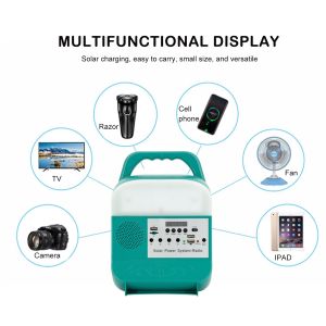 Mini Portable Solar Home Lighting Energy System Mp3 For Outdoor Aluminium Alloy