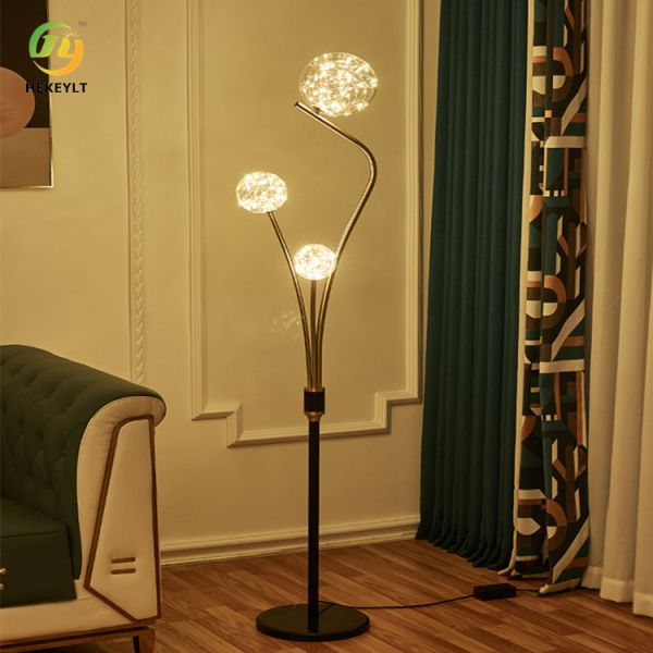 E14 Nordic Crystal Modern Floor Light Villa Home Switch Control