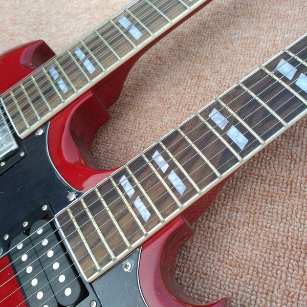 Red EDS1275 Custom Shop double Neck Electric Guitar 6/12 strings Wholesale Musical Instruments