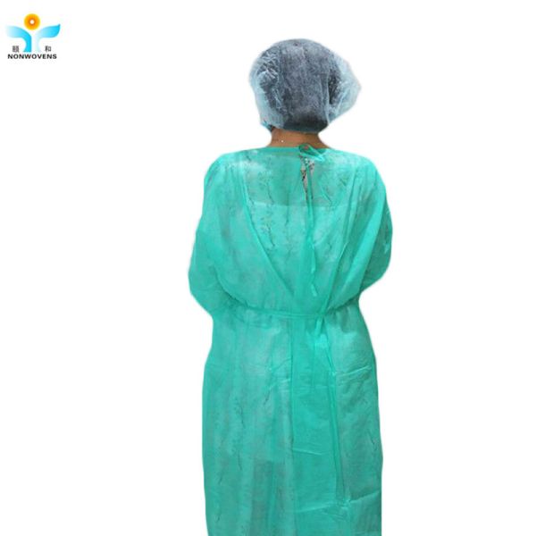 Long Sleeves Knitted Cuff PP PE material Disposable Isolation Gown