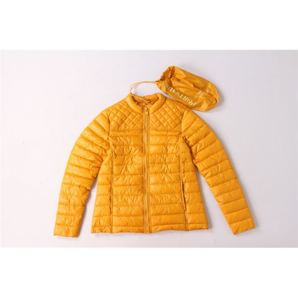 Buy Yellow Ultra Light Packable Down Jacket Antistatic Waterproof at wholesale prices