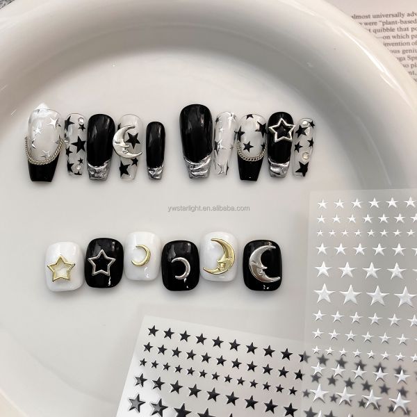 New manicure hot sell metal nail charms in bulk gold silver moon star 3D nail art accessories