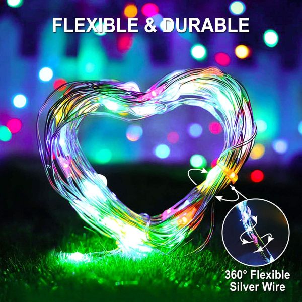 Multicolor 100 LED Solar Powered String Lights 8 Modes Fairy Lights For Garden Patio