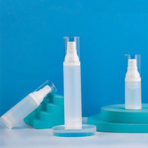 Silk Printing PET White Airless Lotion Pump Bottle 20ml 30ml 50ml