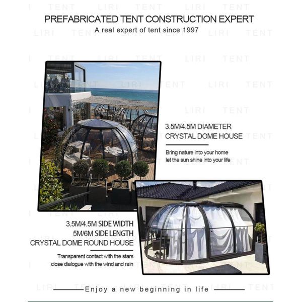Polycarbonate Roundhouse Luxury Glamping Tents Garden Dining Room Pod Crystal Dome Restaurant Event Tents