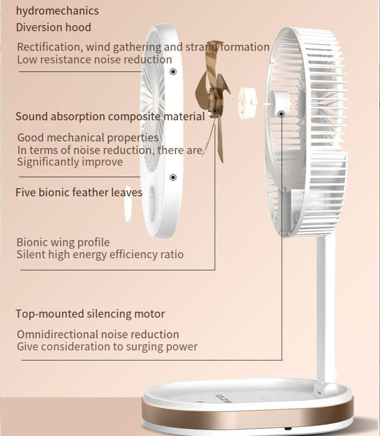 English Operating Language Portable USB Charging Foldable Small Fan for Home Office