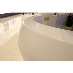 ODM Acrylic Solid Surface Reception Desk Round Curve Antibacterial LED Glossy
