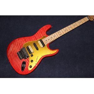New Top quality , red Tiger Flame Electric Guitar Solid Basswood Body strato