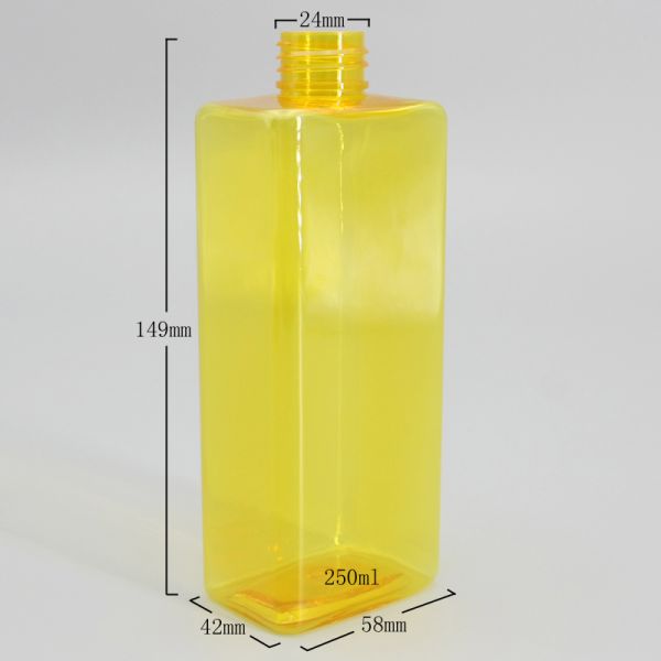 PET 24mm 250ml Cuboid Empty Plastic Shampoo Bottles