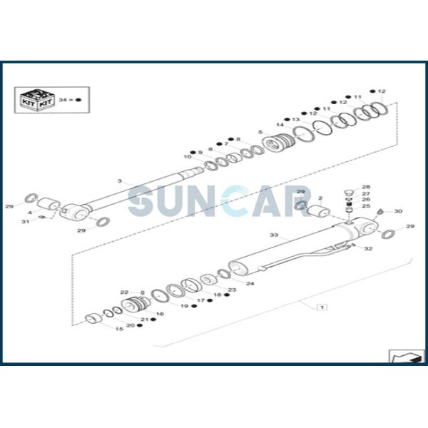 XKCD-02688 XKCD02688 Dipper Cylinder Seal Repair Kit fits CNH CX26C