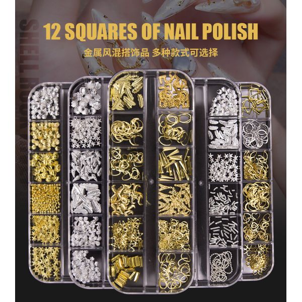 Aokitec drop shipping bulk box packing size shaped mixed neon 3d glass ab crystal flatback nail rhinestones