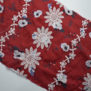 Soft Heavyweight Cotton Fabric Embroidered Garment Weft Tear Resistant