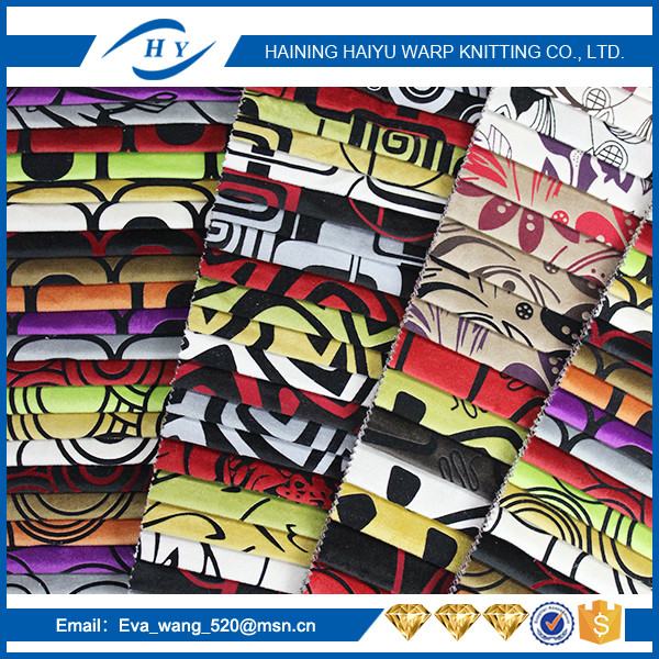 100% Polyester printed flocked sofa fabric