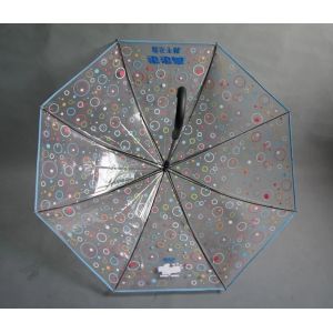 Advertising Clear Transparent Umbrella with silkscreen print on the canopy