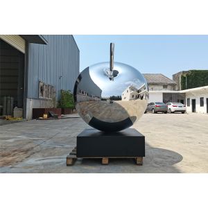 Modern Fruit Stainless Steel Polished Garden Apple Sculpture 145cm Height