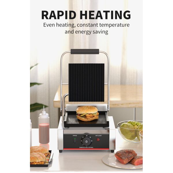 Electric Silver White Table Top Panini Contact Grill for Perfectly Grilled Sandwiches
