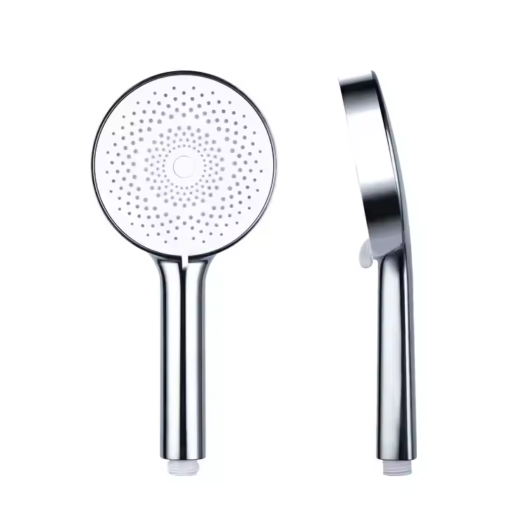Round Shape Handheld High Pressure Bathroom Hand Held Shower Head With Easy To Clean Silicone Jets