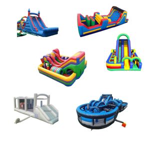 Castle Design Inflatable Obstacle Course with White Color and Accessories