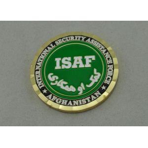 China Brass ISFA Personalized Army Coin Die Struck , Transparent Box Diamond Edge on sale