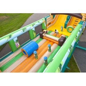 Safety Jungle World Commercial Inflatable Slide With Obstacle Course