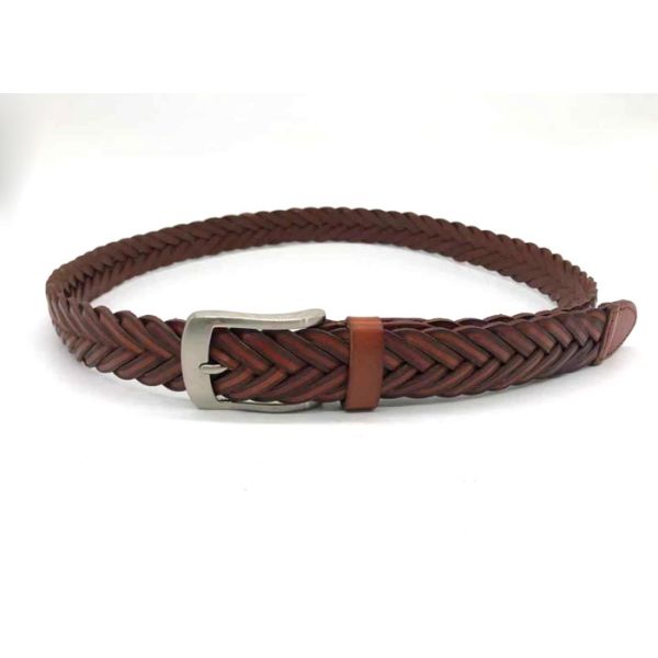 Buy Unisex Handmade 3.3cm First Layer Leather Braided Belt at wholesale prices