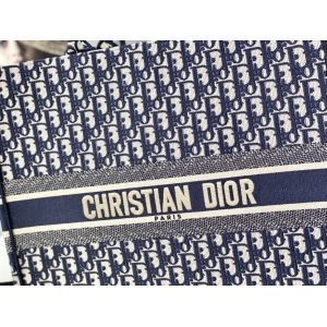 Dior Oblique Embroidery Canvas Navy Blue Branded Shoulder Bag Christian Book
